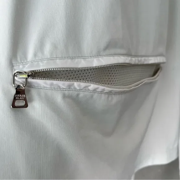 PRADA Red Tab Nylon Turtleneck with Zipper Pocket in White Size S - Picture 6 of 8